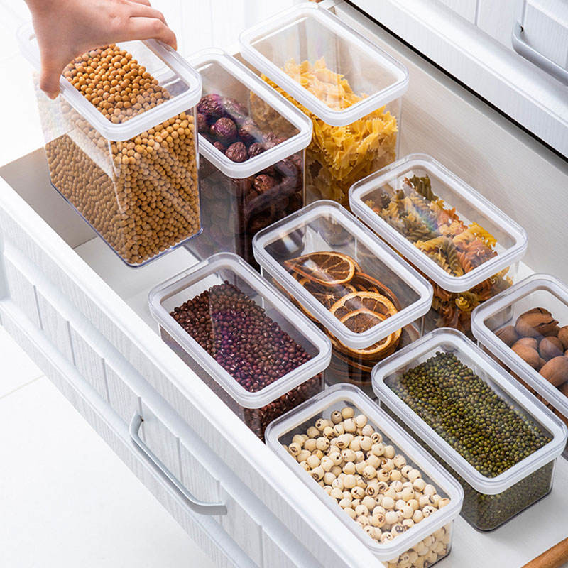 Household Plastic Food Storage Organizer With Lid Freezer Safe Clear Plastic Food Drawers