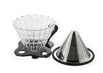 Durable Glass Coffee Dripper Black Color Size 01 With Stainless Steel Coffee