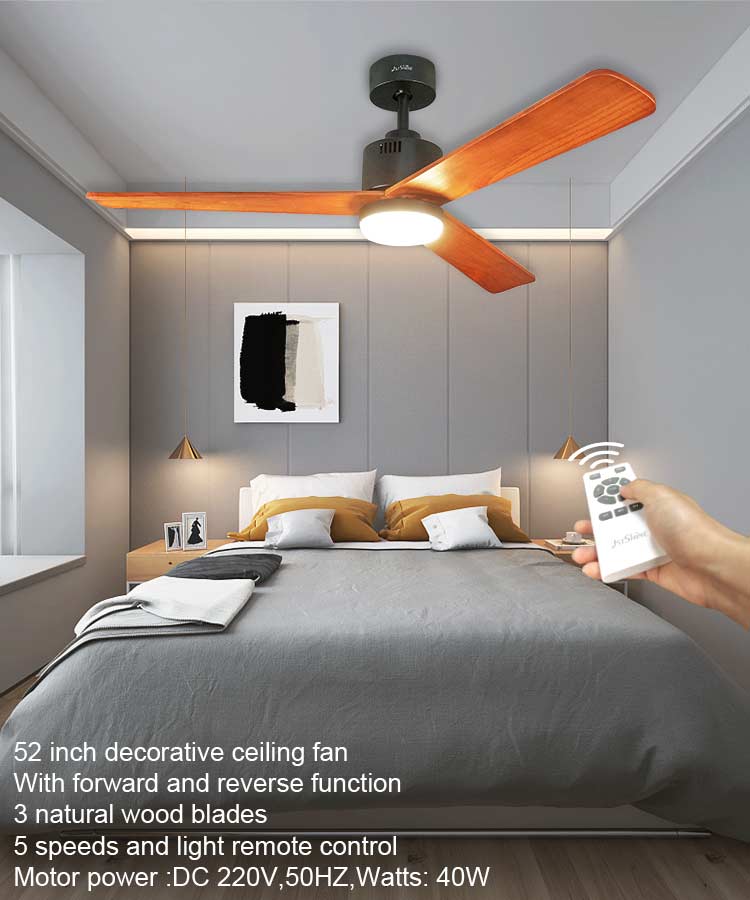 2022 Home Appliances Solid Wood Blades BLDC Ceiling Fan with Remote Control and WIFI