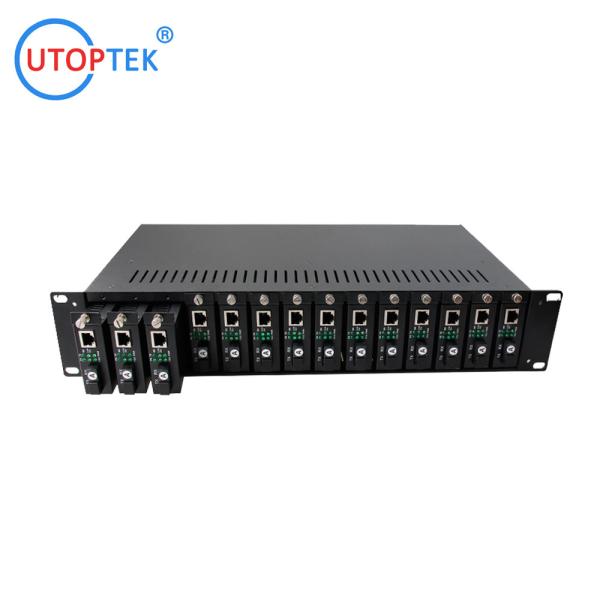 Media converter RACK Chassis Mount 14/16slots 19in 2U dual AC power for CCTV