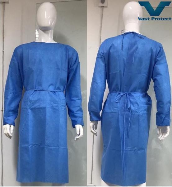 Soft Disposable Surgical Gown Fluid Resistant Isolation Wear 45gsm SMS Fabric