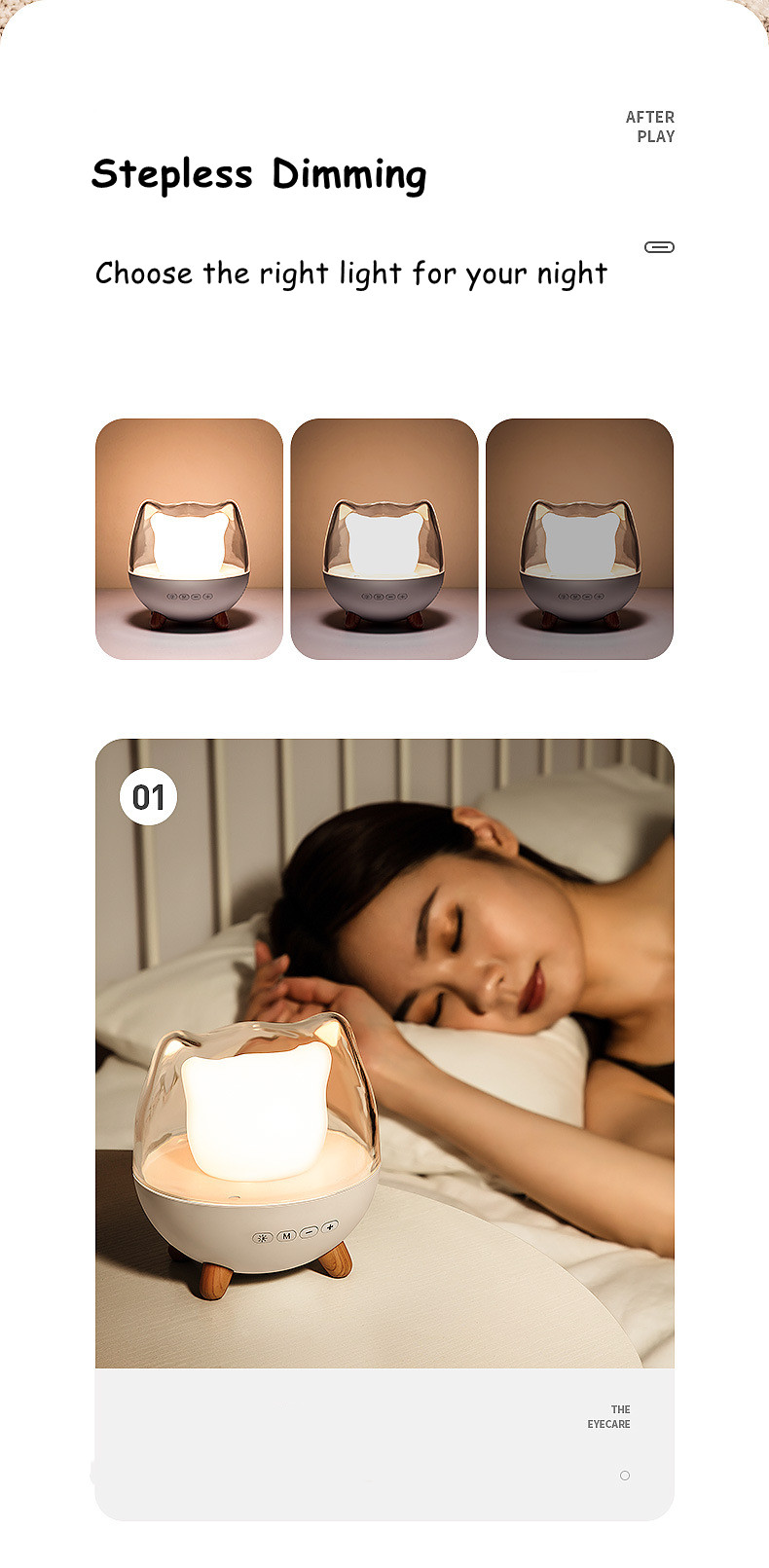 Creative Cute Cat Sleeping Night Light Wireless Speaker Colorful Atmosphere Light Home Decoration Music Night light For