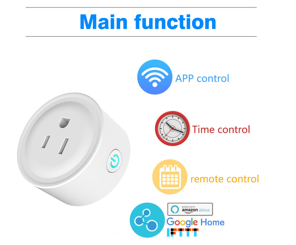 Flame Resistant Wifi Smart Plug Socket , App Controlled Socket For US Google Home