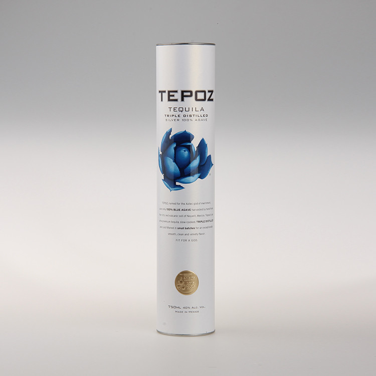 Hard Recycled Custom Cardboard Paper Tube Packaging Iron Lid For Wine Package