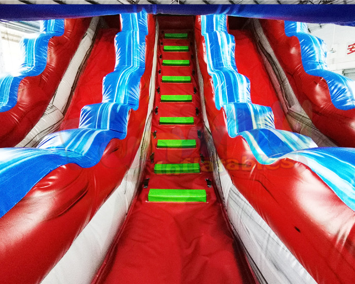 Double Side Rainbow Bouncer Outdoor Inflatable Water Slides For Kindergarten