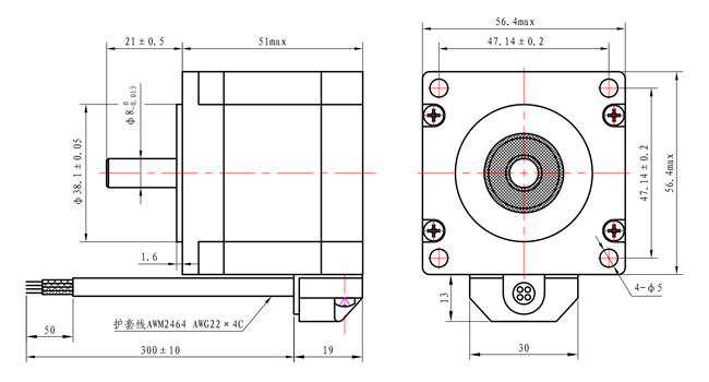 Waterproof 57SHD4228 NEMA 23 Hybrid Stepper Motor 2 Phase 51mm Body 1.16N.M For Smart Devices