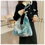 LARGE CAPACITY WOMEN'S BAG FRENCH SIMPLE CANVAS BAG OIL PAINTING NATIONAL STYLE