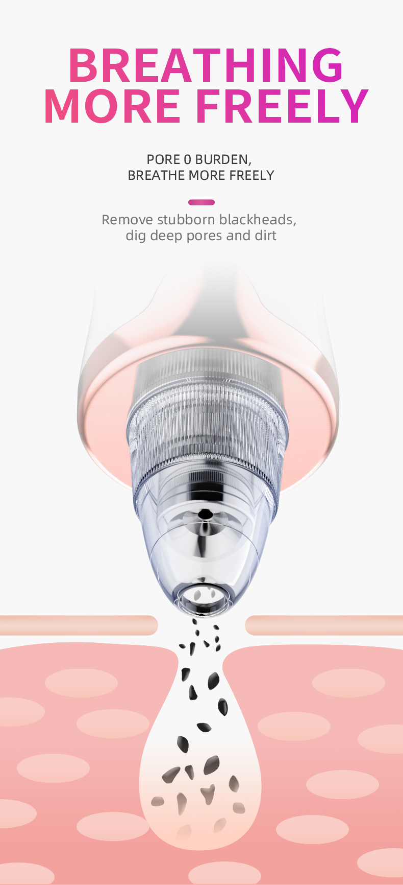 53kPa 3W Facial Vacuum Suction Machine Pore Cleanser Machine Replaceable Head
