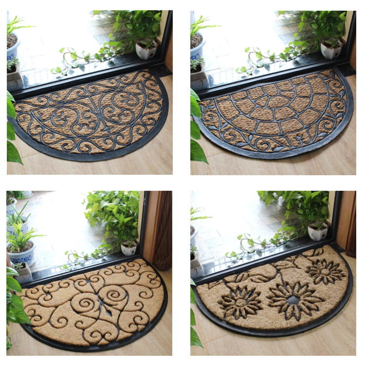 Crasscross Coco Door Mats Plain Style Shaggy Ribbed Striped Pattern