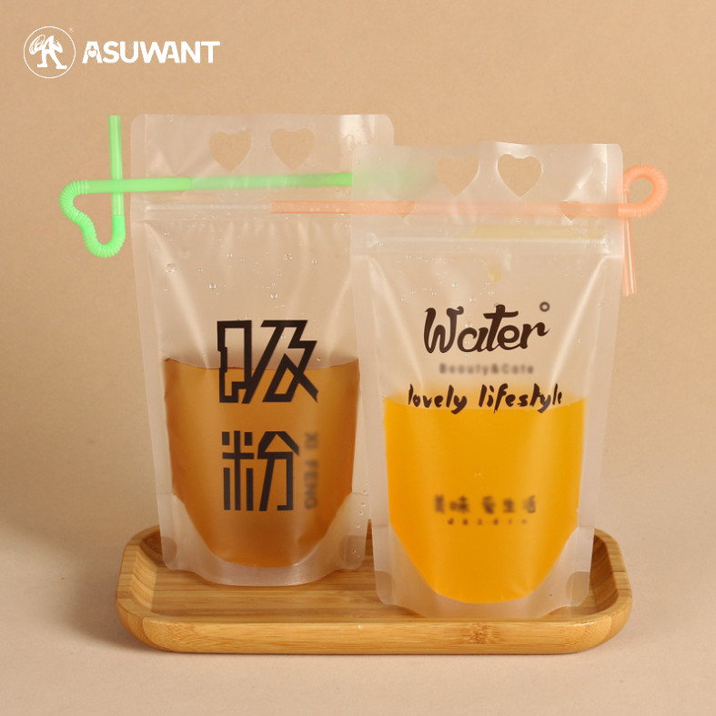 CMYK OPP Metallized Liner Transparent k Bags With Straw Hole