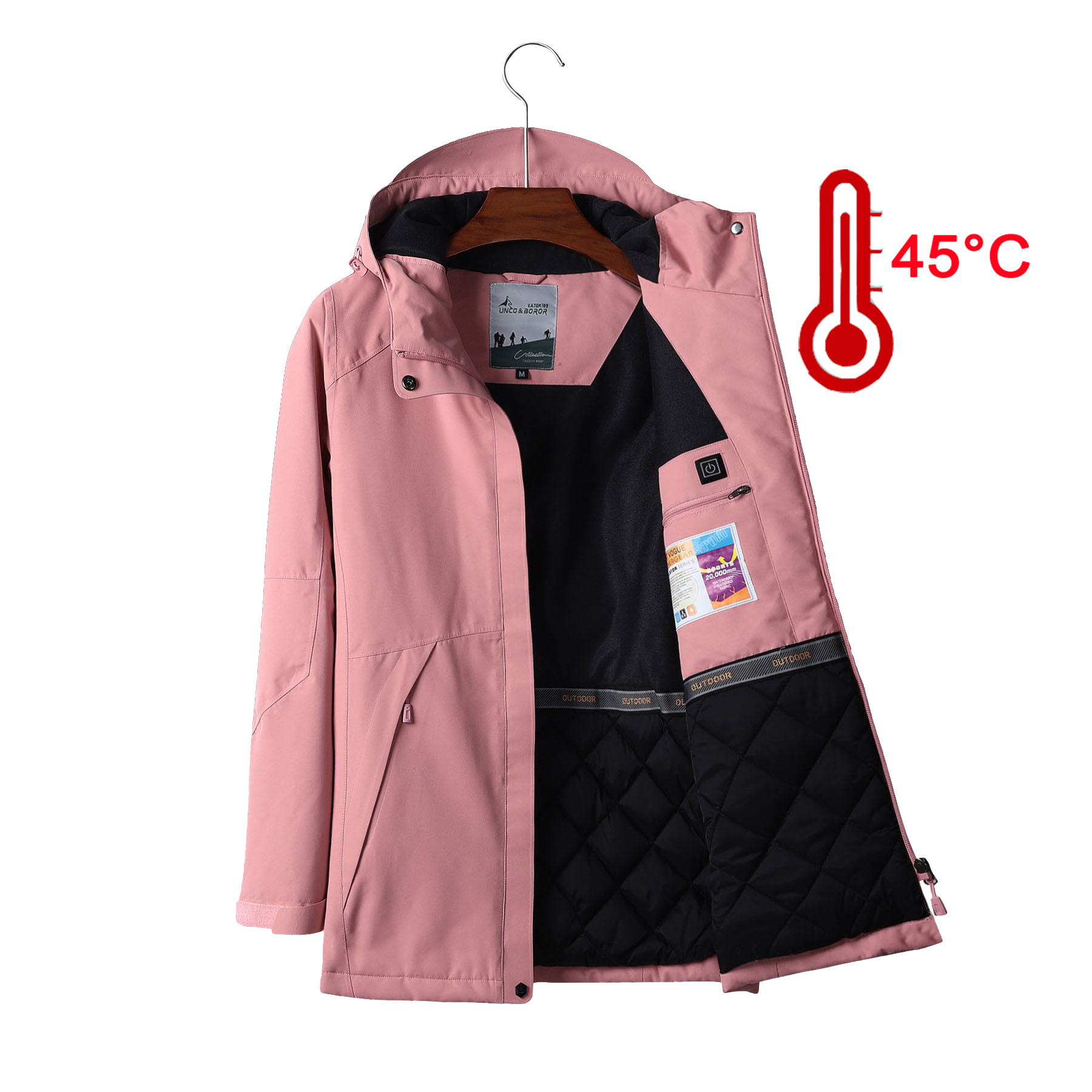 Outdoor Electric Heated Jacket Waterproof Winter Sport Three In One Men Ski Jacket