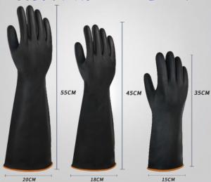 China Industrial Black Latex Gloves Unflocked Lining 60CM Extra Long Cuff Gloves on sale