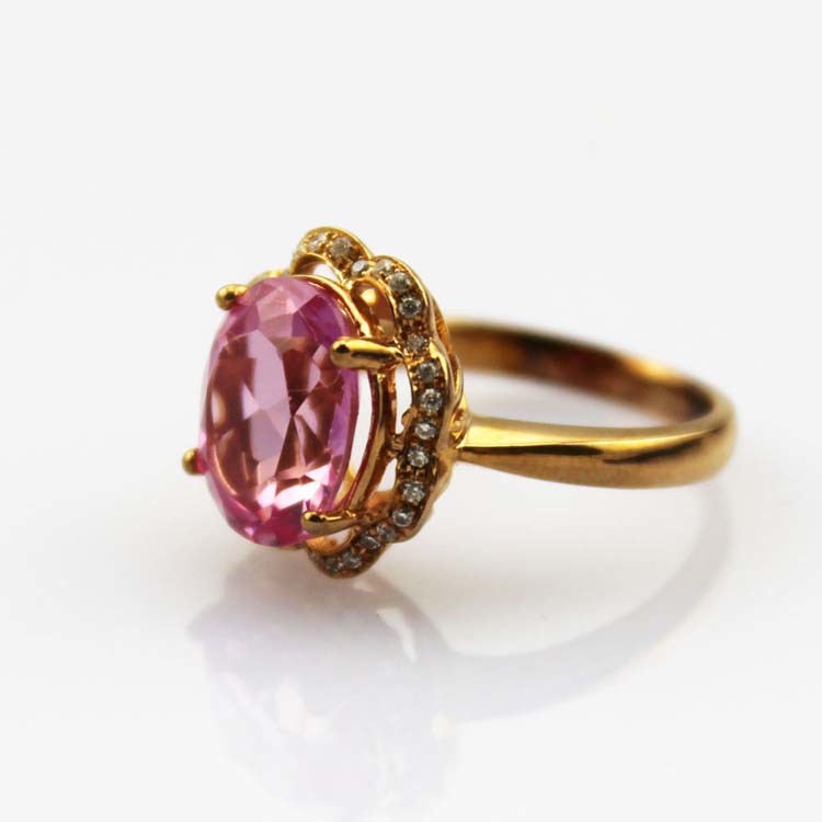 18k Rose Gold Plated 925 Silver Ring with Pink Cubic Zircon (R190)