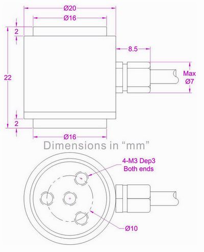 press force transducer with flanged surface