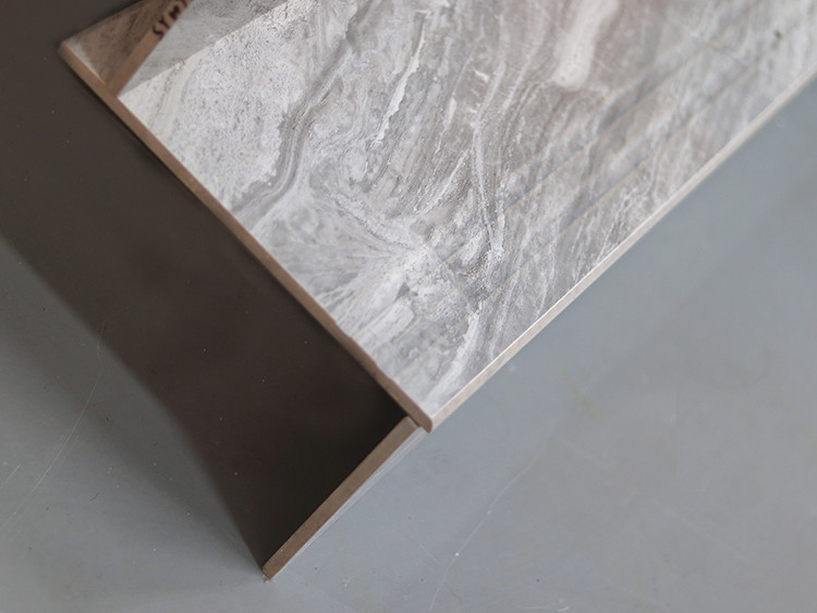 Non Slip Stairs Glazed Tiles Light Gray Marble Look Design Staircase Tiles