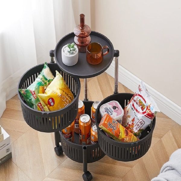 Standing Type 3 Layers Metal Round Pantry Storage and Organization for Kitchen Cabinet