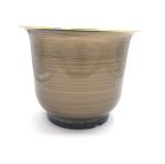 Chinese style light yellow stoving varnish ceramifinish plant pot with gold edge