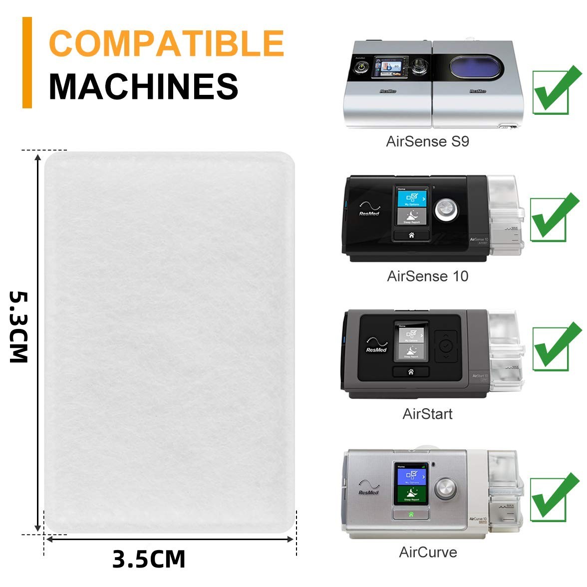 CPAP Machine Fine Hypoallergenic Air Filters , ResMed AirMini Disposable CPAP Filters