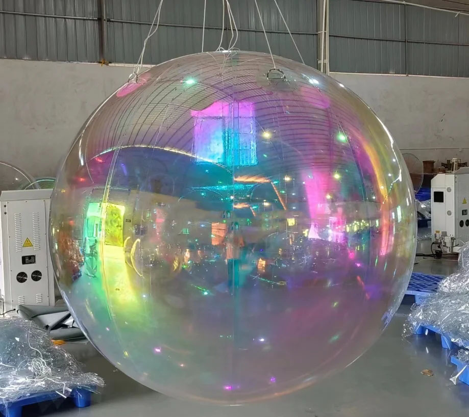 Big Shiny Chameleon Ball Mirror Balloon Silver PVC Inflatable Christmas Ball for Festival Decorate