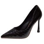 069990-1 European And American Sexy Pointed-Toe Shallow Mouth High Heels Plaid