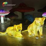 Light Up Life Size Fiberglass Animals Fiberglass Lion Statue Landscape