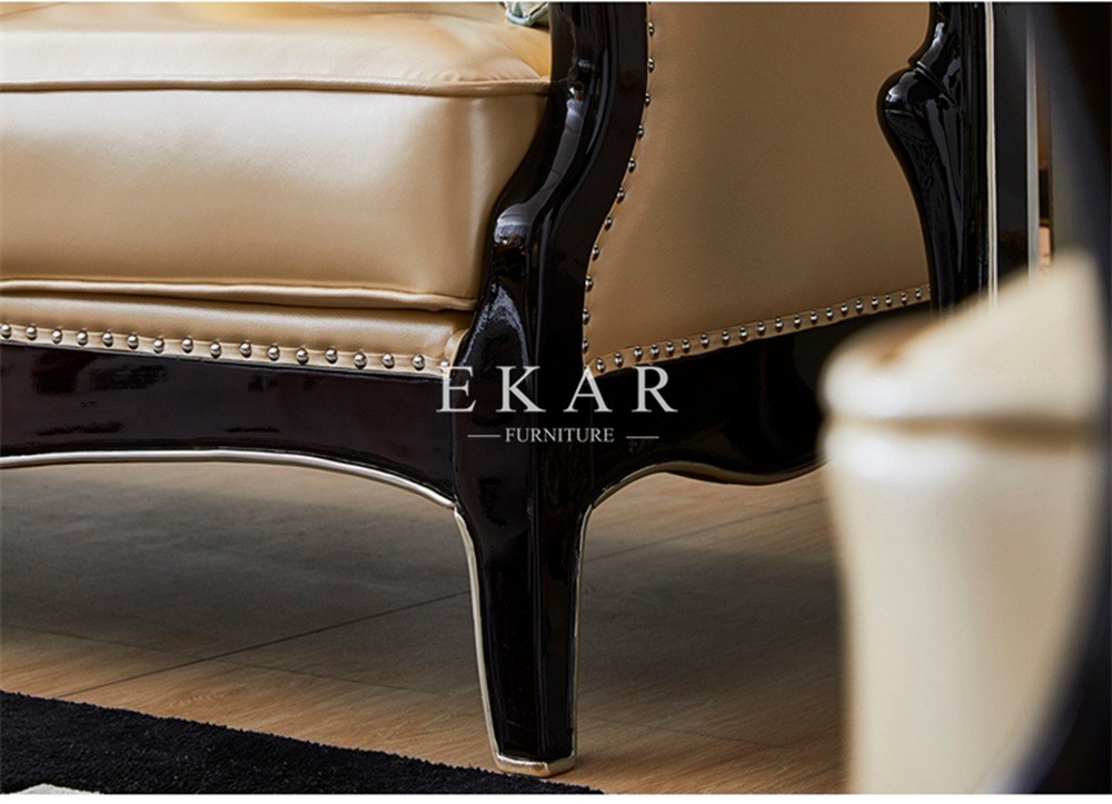 Living Room Luxury Classical Style 6 Seater Leather Sofa Set