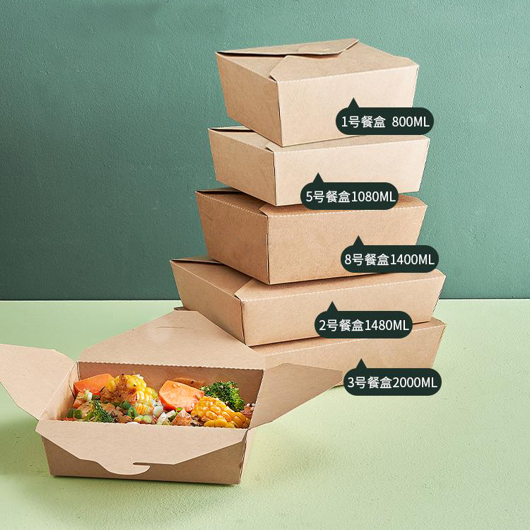 Custom CMYK Printing Kraft Cardboard Take Away Paper Box for Picnic Food Packaging