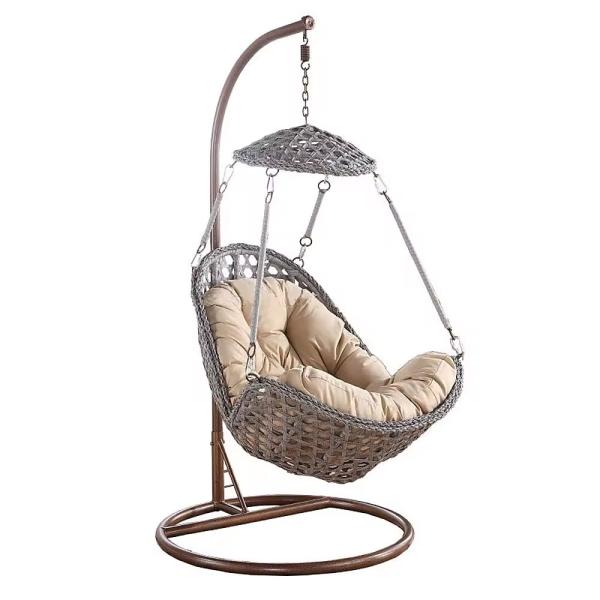 Metal Lazy Balcony Rocking Chair Family Hanging Basket Rattan Chair Swing for