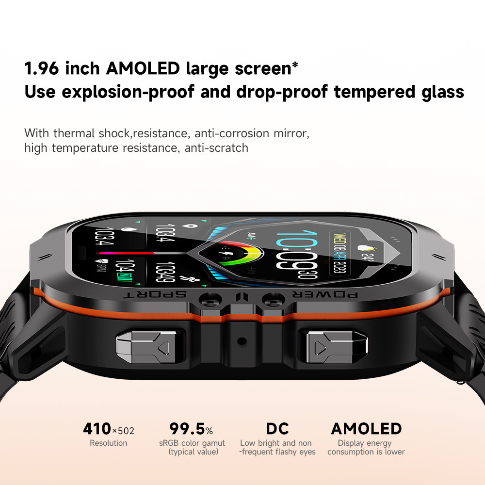 Sport Smart Watch C26 1.96 inch AMOLED large screen Use explosion-proof and drop-proof tempered glass