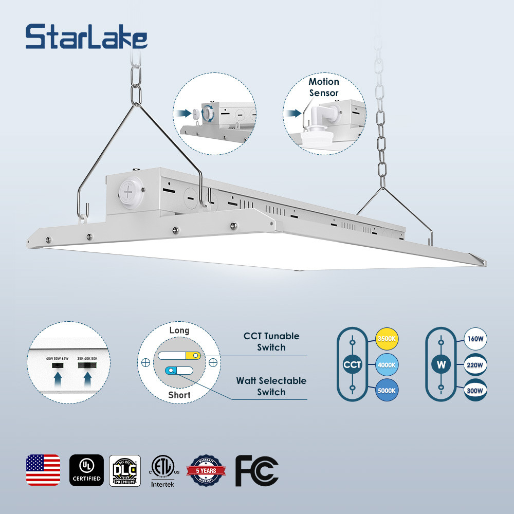 Linear LED High Bay Light With Motion Sensor 80-400W For Shop Factories Warehouse