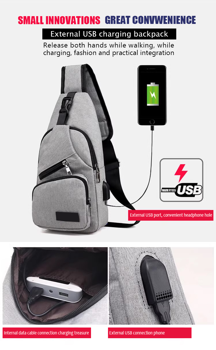 Men's Casual Outdoor Chest Bags Mountaineering Cycling Shoulder Bag Waterproof