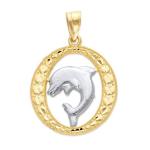 10k Two Tone Gold Dolphin Pendant, Spirit Animal Jewelry, Sea Life Gifts for Her