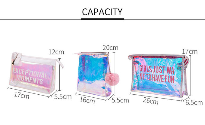 Personalized Holographic Travel Zipper PVC Cosmetic Bag