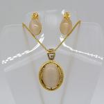 New Trendy Natural opal Necklace Set 18K Real Gold Plated Rhinestone Necklace