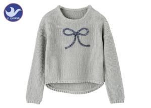Wholesale Anti - Wrinkle Girls Pullover Sweaters Butterfly Ribbon Scoop Neck Knitwear from china suppliers
