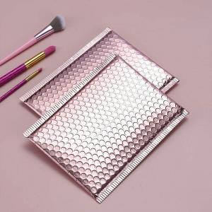 China Custom Logo Air Padded Envelopes Metallic Rose Gold Foil Bubble Mailer Bag For Cosmetics on sale