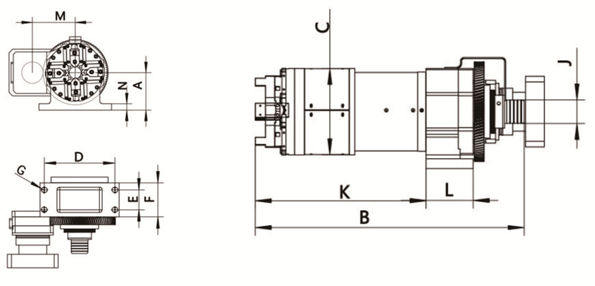 Laser Pipe Cutting Machine Power Pneumatic 4 Jaw Chuck