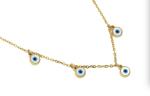18k Gold Shell Pendant Jewelry 45cm Blue Devil's Eye Tassel Pendant Necklace