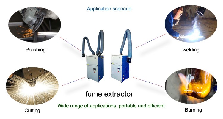 Mobile Welding Soldering Fume Extractor with Arm Size D160*2000mm and Performance