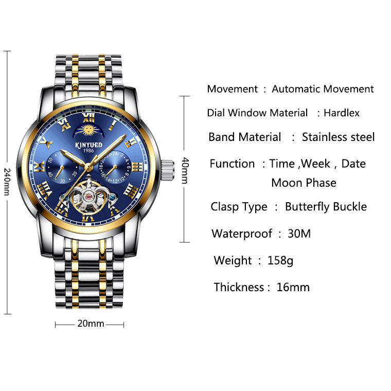 Multi Function Automatic Mechanical Watch Waterproof Mechanical Watch
