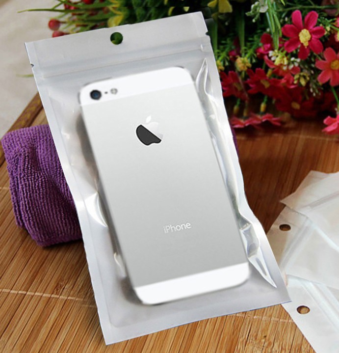 custom design electronic Transparent white pearl film phone shell zipper plastic bags