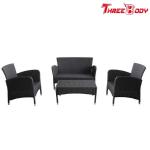 Black Modern Rattan Garden Sofa Set , All Weather Wicker Garden Furniture