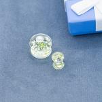 Dried Flowers Inside Ear Tunnel Piercing Jewelry Acrylic Faux Opal 2G