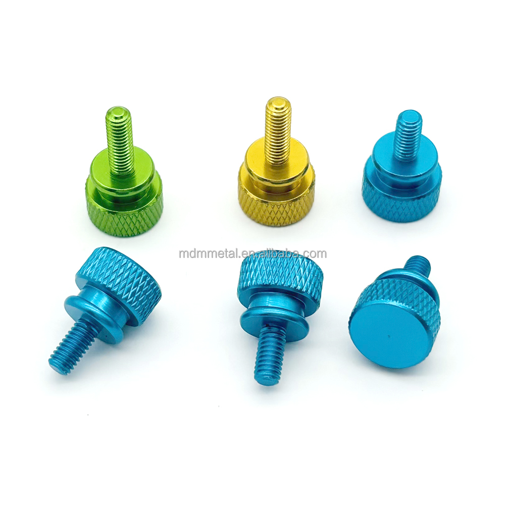 Colorful Custom Screw Machining CNC Spare Parts Hardened Metals M3 Knurled Hand Drive Screws