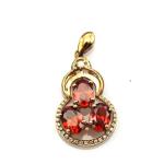 925 Silver Three Stones Green Clear Cubic Zircon Pendant Necklace (PSJ0377)
