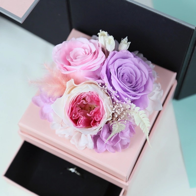 Best Valentines′ Day Gift Everlasting Real Preserved Rose Flower in Drawer Gift Box for Wife or Girlfriend