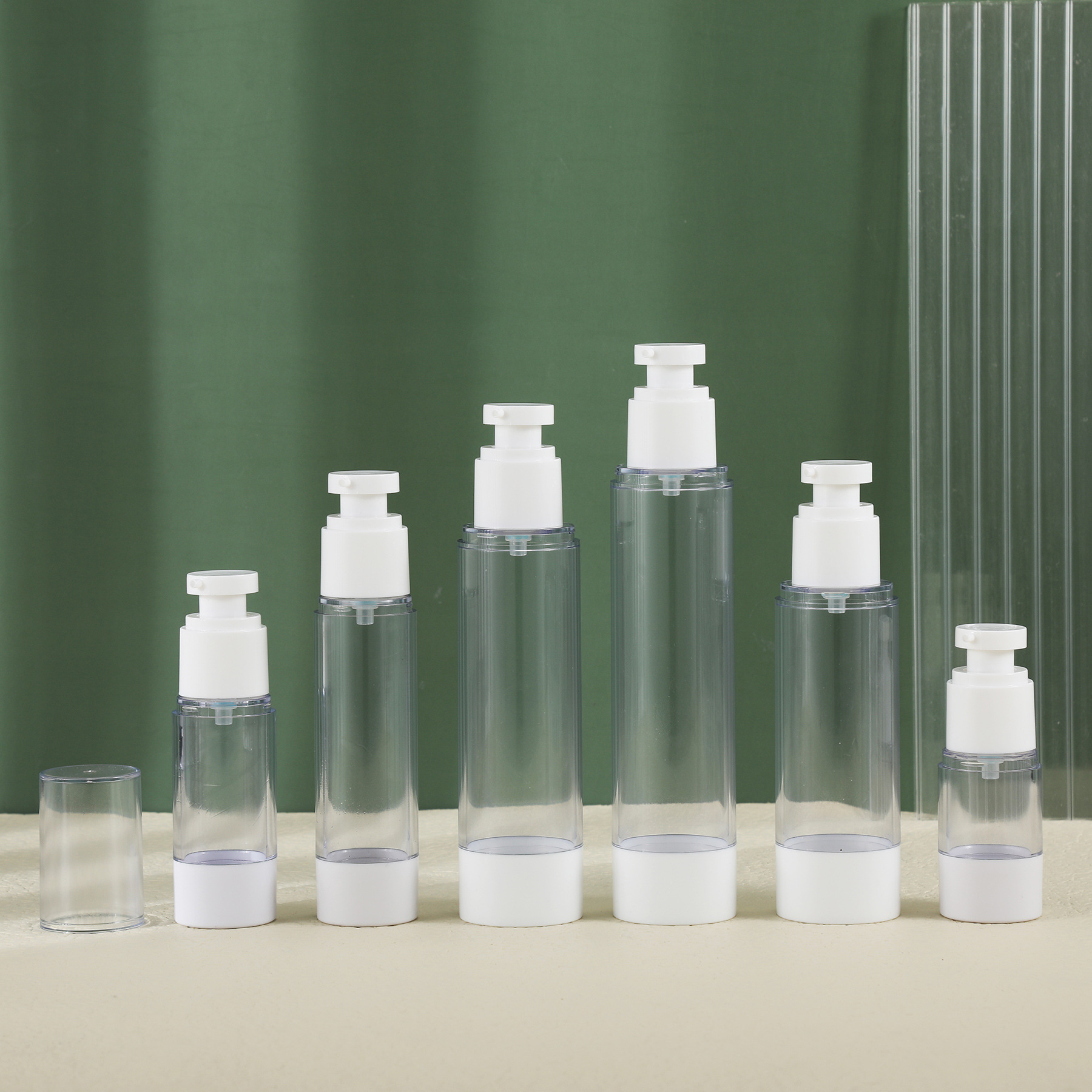 Full PP Airless Plastic Bottle 5ml 10ml 15ml 20ml 30ml 50ml Matte Black Airless Pump Bottle for Moisturizer and Serum