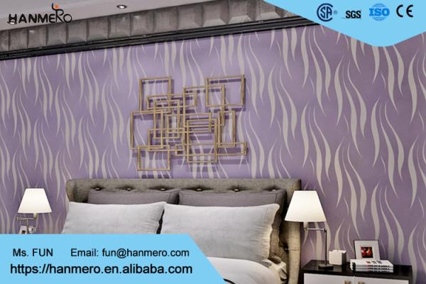 Elegant Purple Removable Wall Paper , Hotel Modern Wall Covering