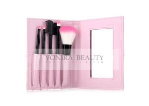 Wholesale Black Travelling Size Foundation Hair Brush Beautiful Pink Brush Case And Mirror from china suppliers