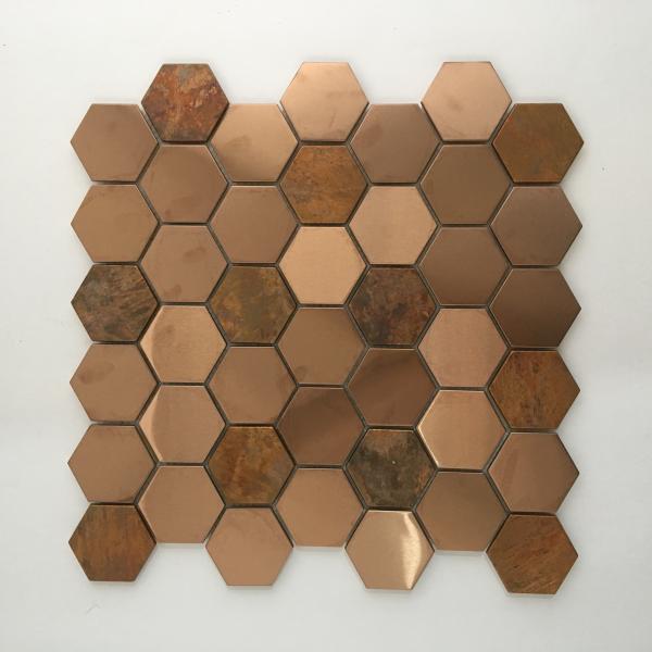 Hot sale Bronze Cooper Brass Metallic Stainless Steel Hexagon Mosaic Tile For